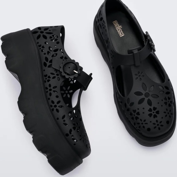 NWOT MELISSA Kick Off Lace Cut Work EVA Flower Mary Jane Platform Jelly Cut Out - Picture 2 of 9